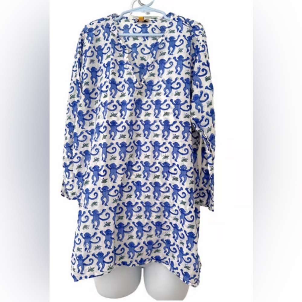 Like new Roberta roller rabbit blue monkey cover up tunic
